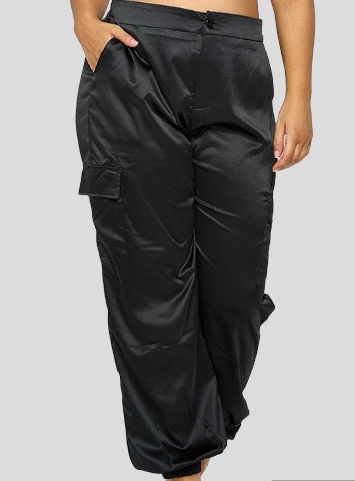 Satin Cargo Pants