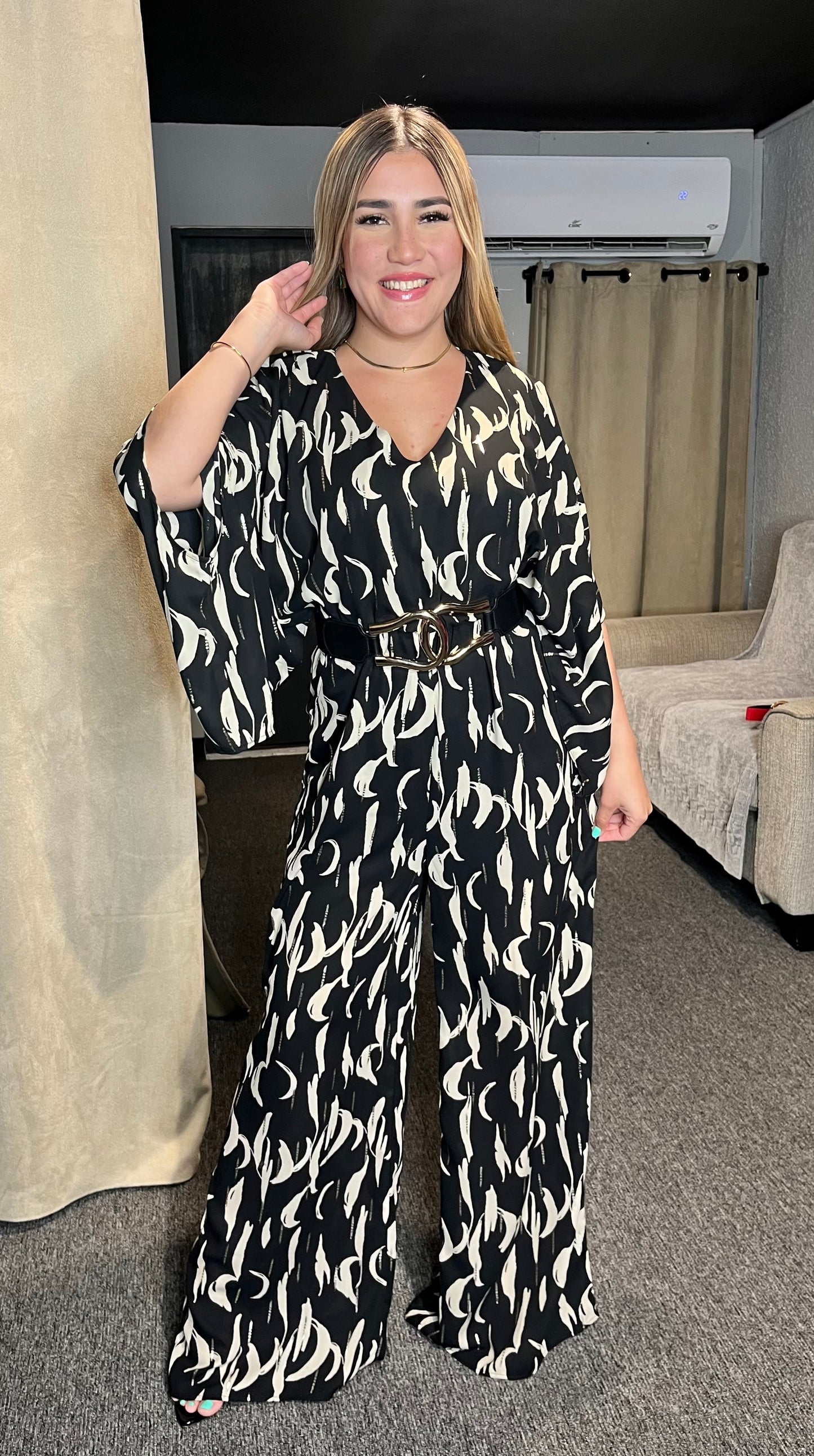 Printed Black and Gold Jumpsuit