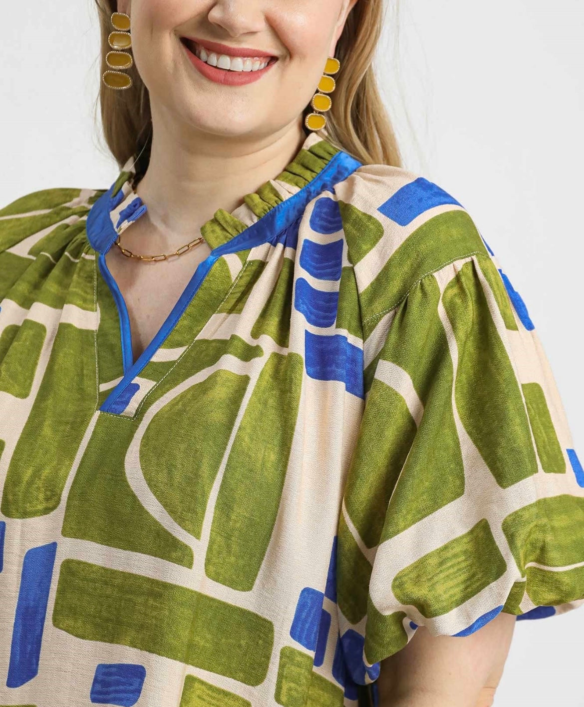 Geo Print Ruffle Dress