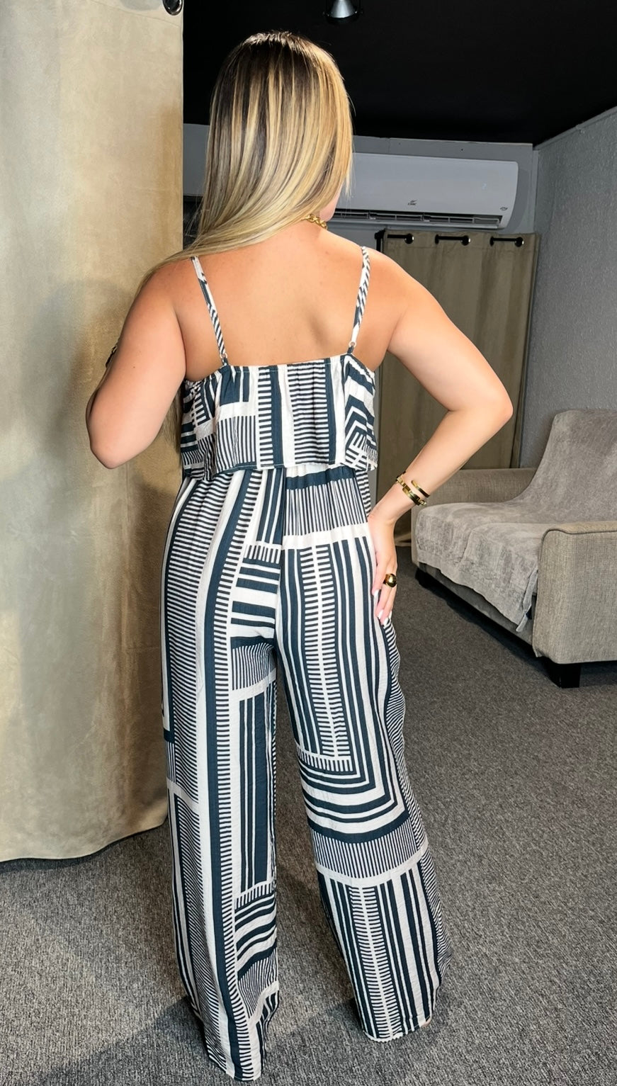 Taupe Navy Jumpsuit