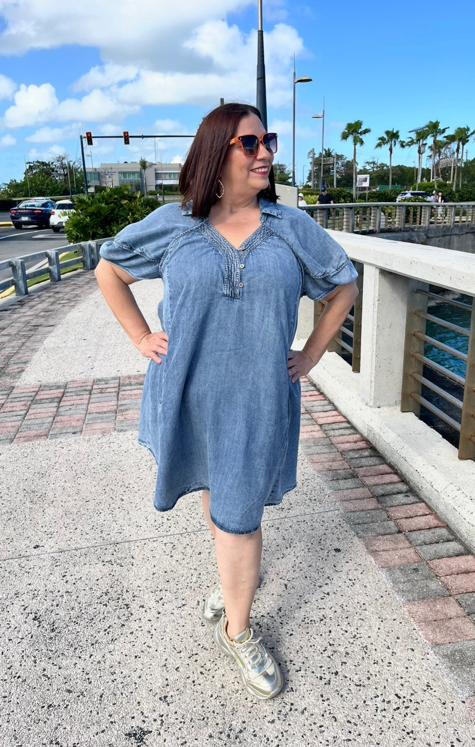 Washed Denim Tencel Dress