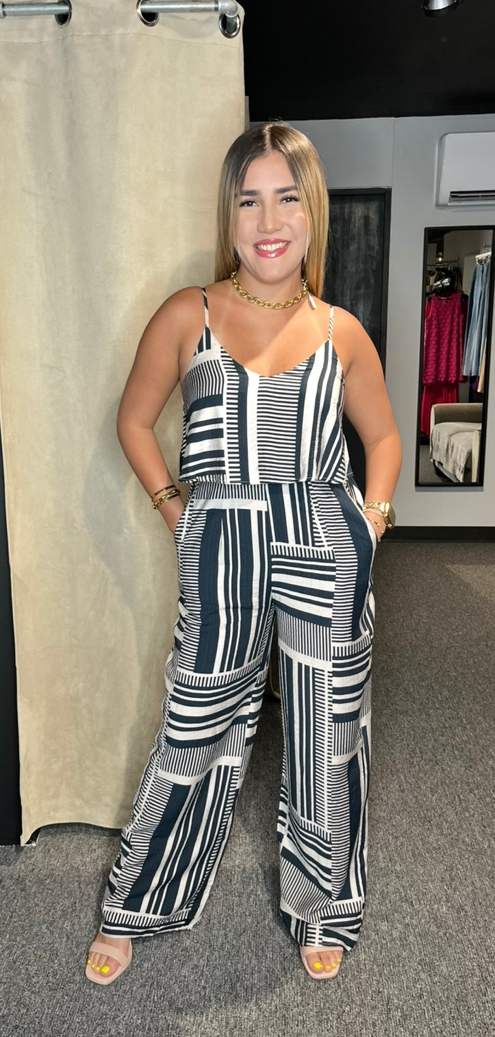 Taupe Navy Jumpsuit
