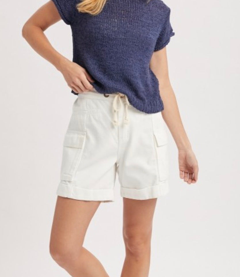 Off White Denim Cargo Shorts