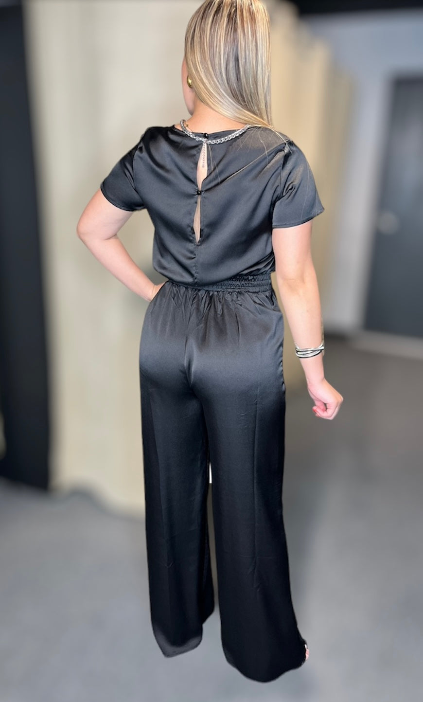 Black Satin Jumpsuit