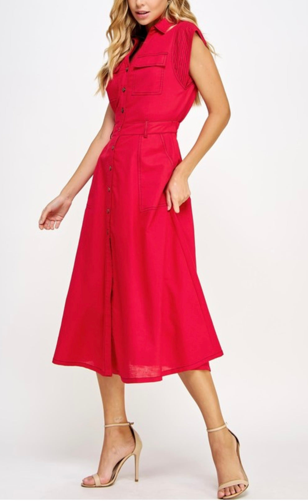 Linen Red Dress