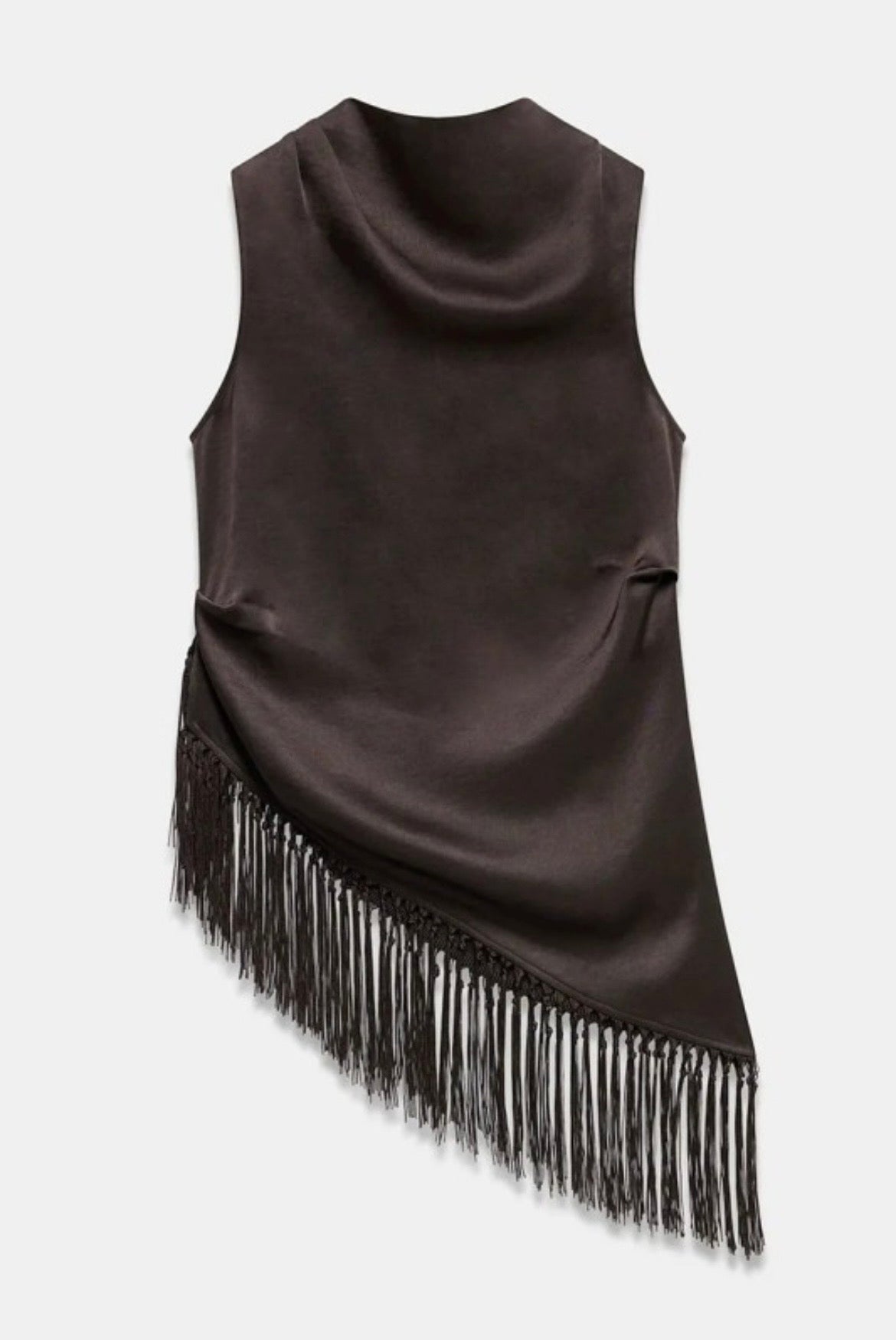 Satin Fringed Tank Top