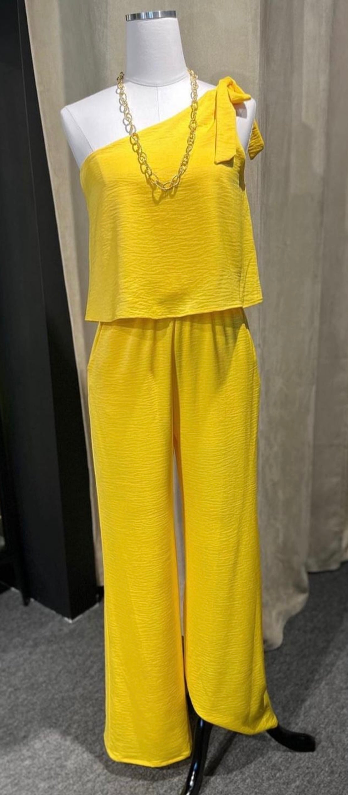Yellow Satin Crepe Jumpsuit