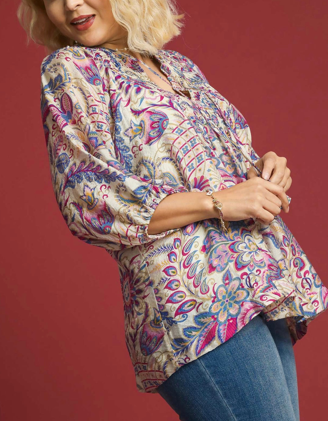 Paisley Blue Mix Top