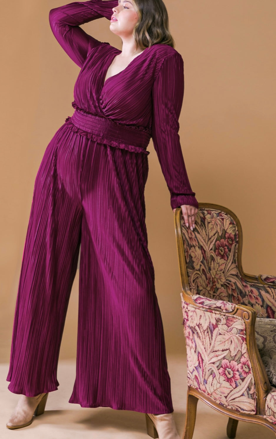 Solid Pleated Jumpsuit