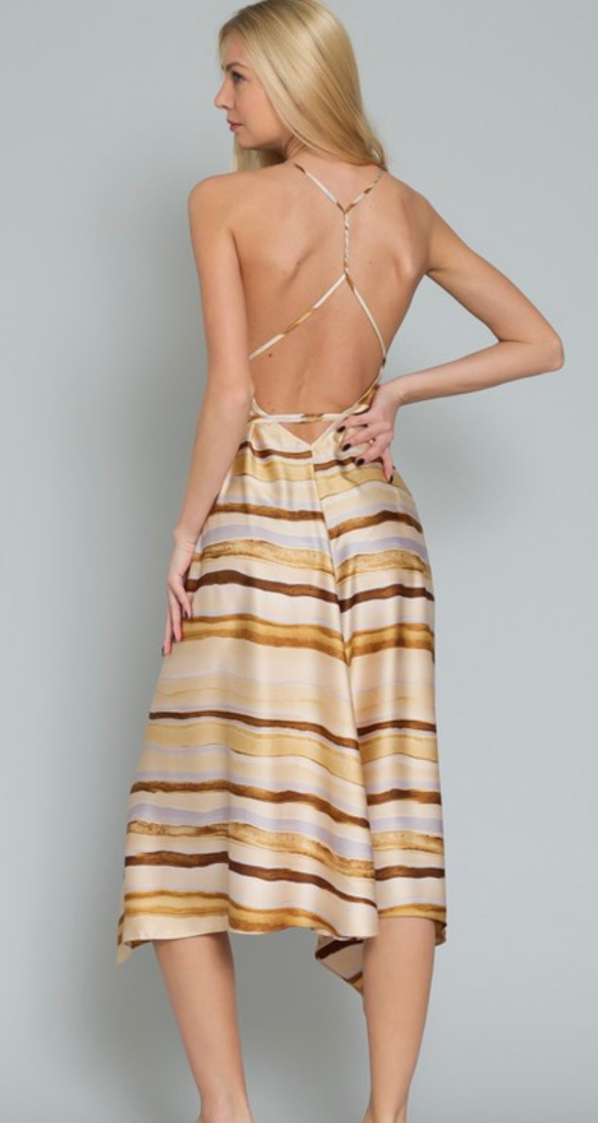 Tan Strap Midi Dress