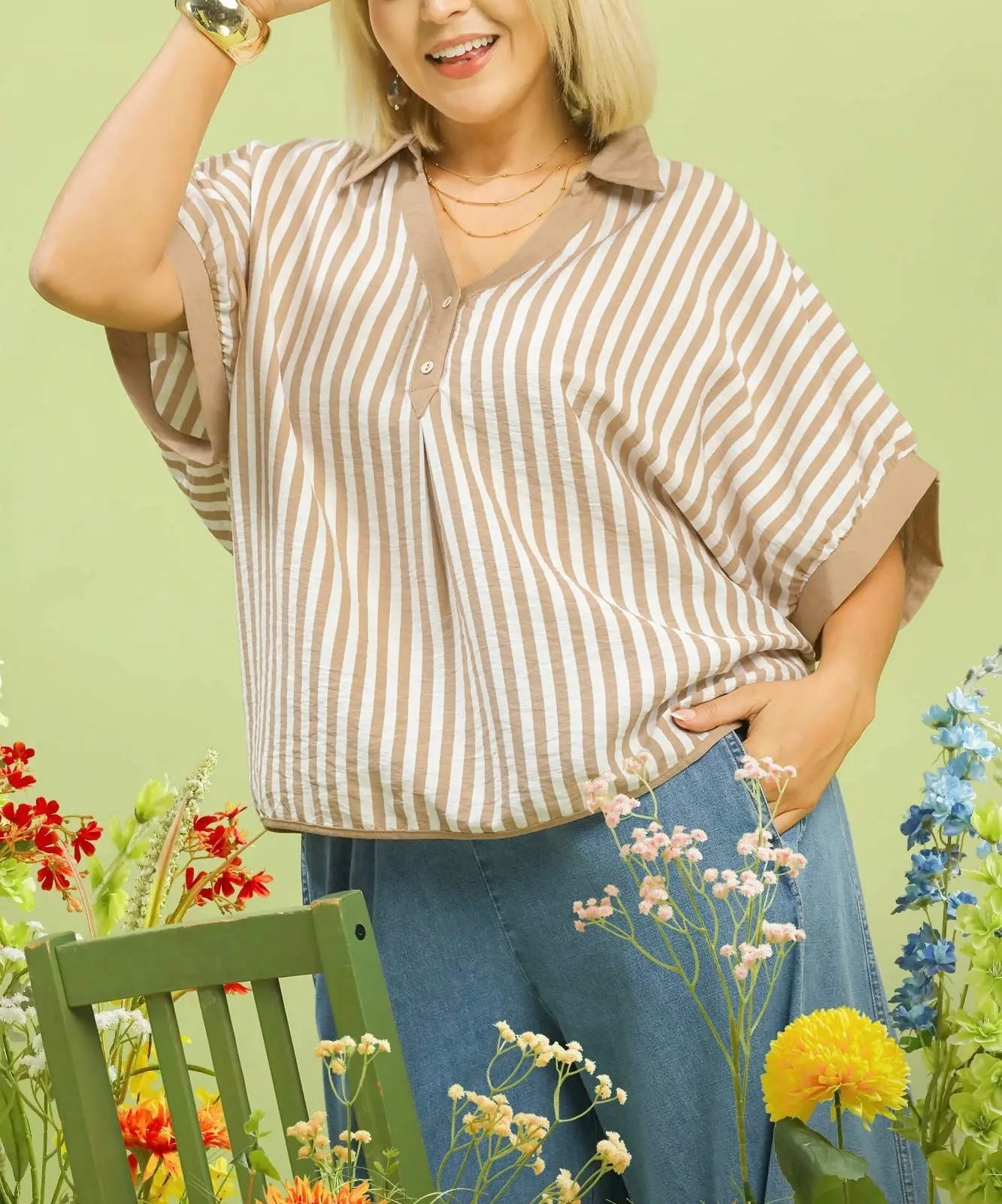 Latte Stripe Oversized Top