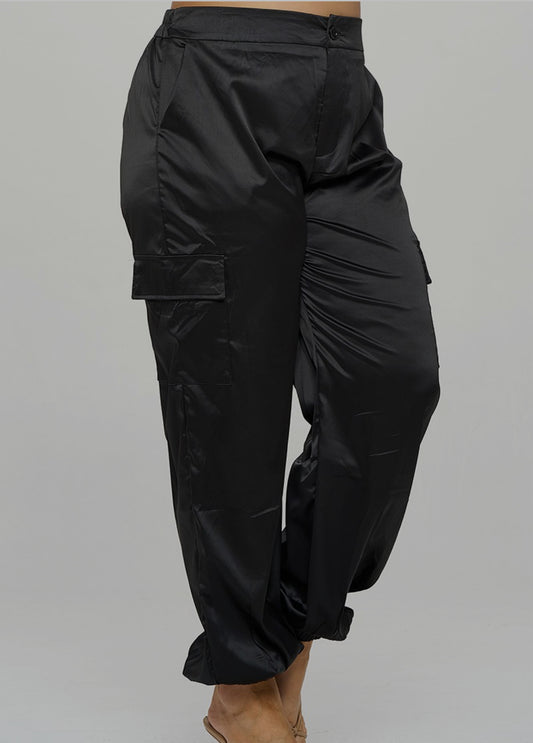 Satin Cargo Pants