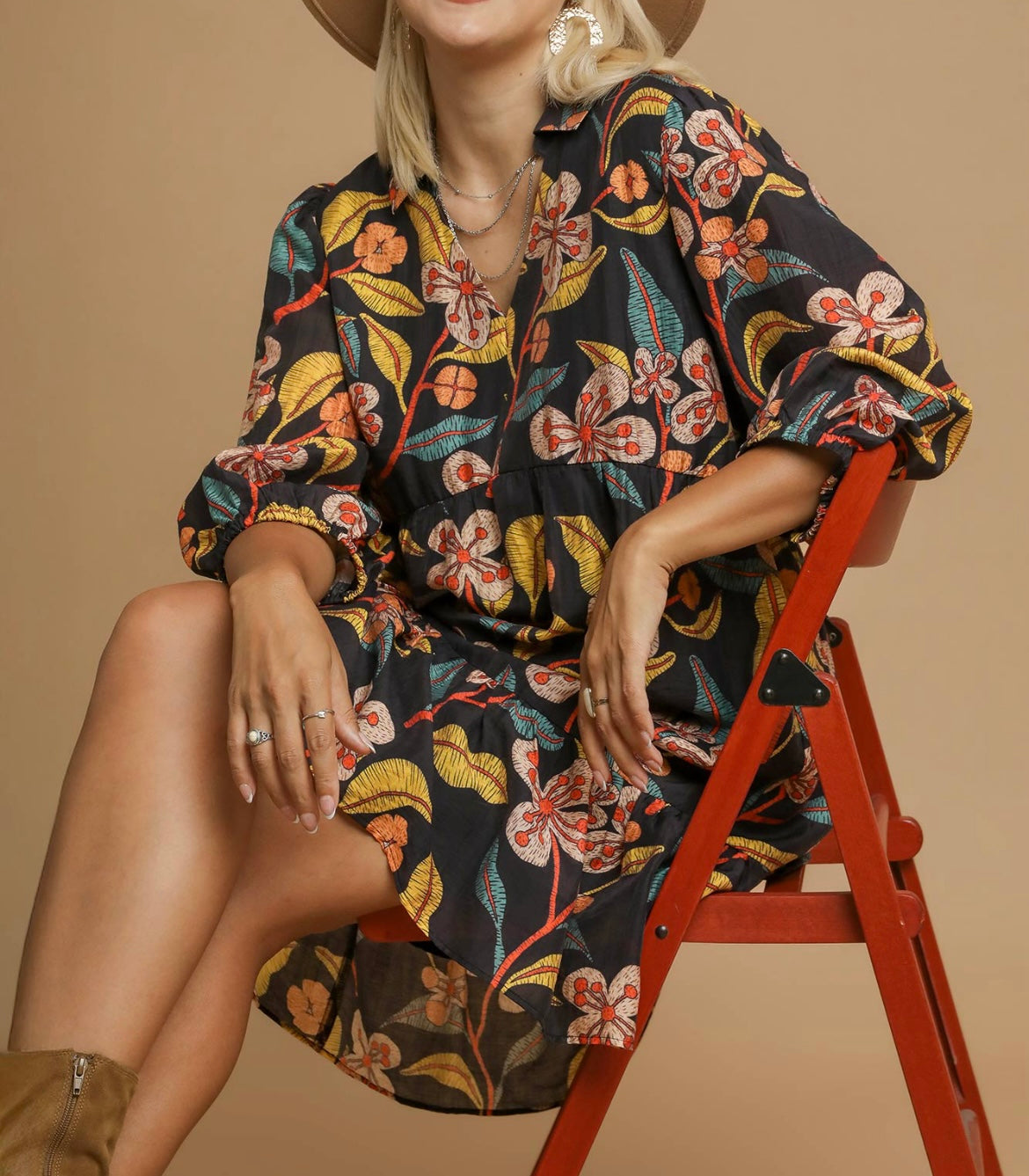 Black Mix Ruffle Dress