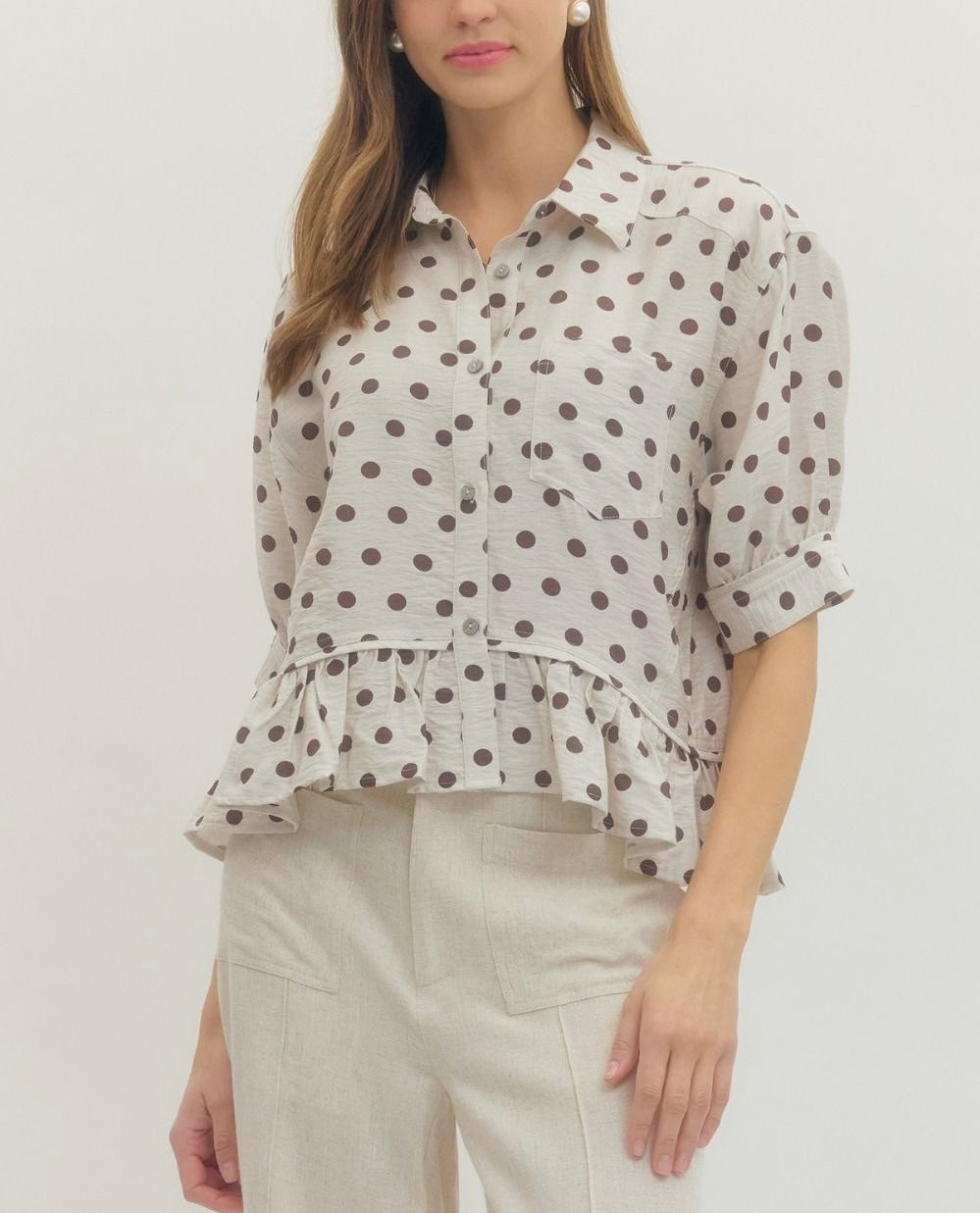 Cream Polka Dot Blouse