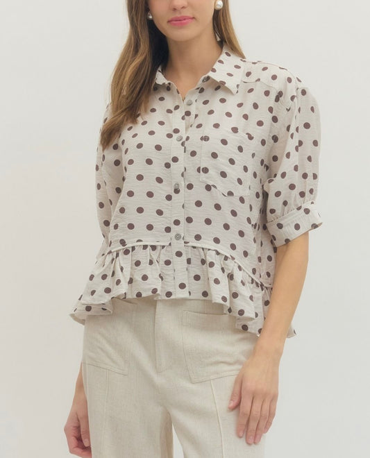 Cream Polka Dot Blouse