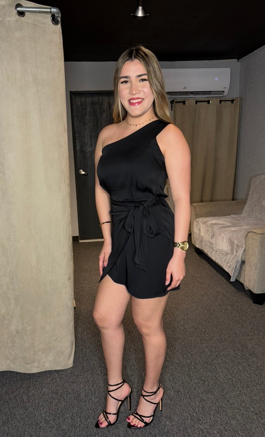Silk One Shoulder Dress