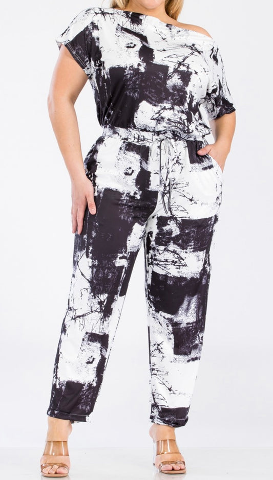 Tie Dye Off Shoulder Jumpsuit