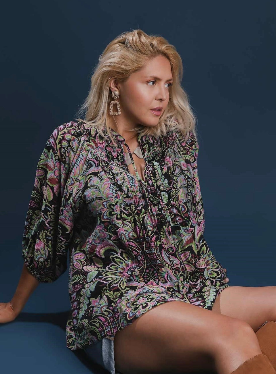 Paisley Black Mix Top