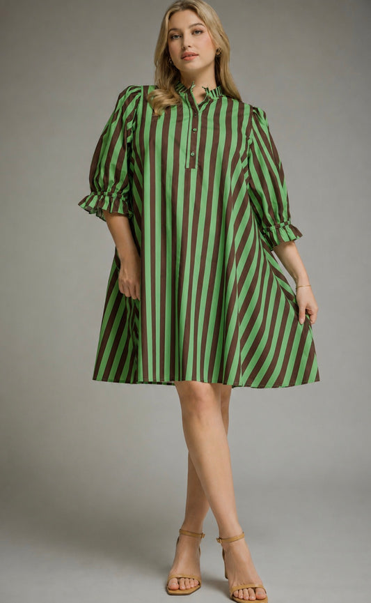 Green Tea Striped Dress
