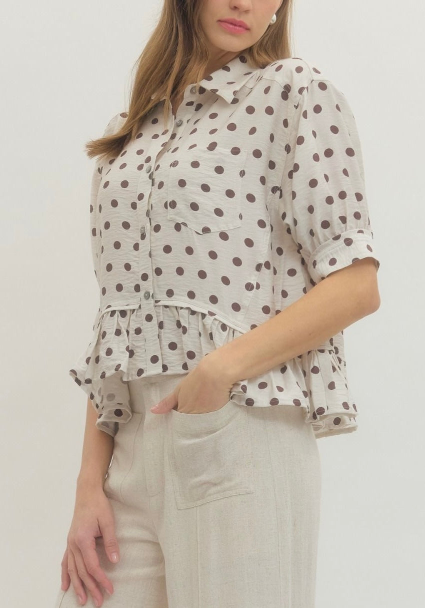 Cream Polka Dot Blouse