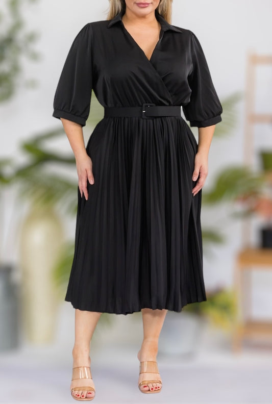 Pleated Midi Dress