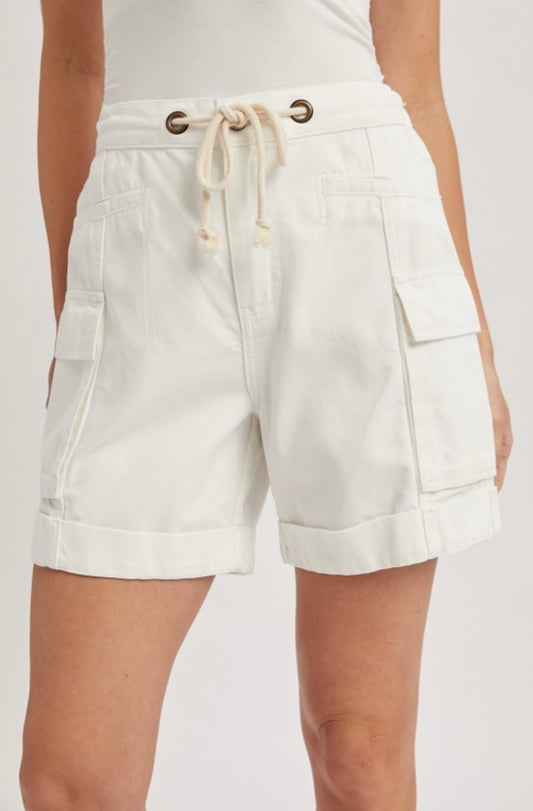 Off White Denim Cargo Shorts