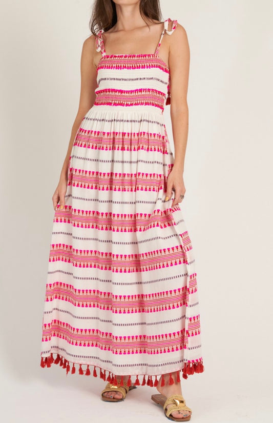 White-Pink Maxi Dress