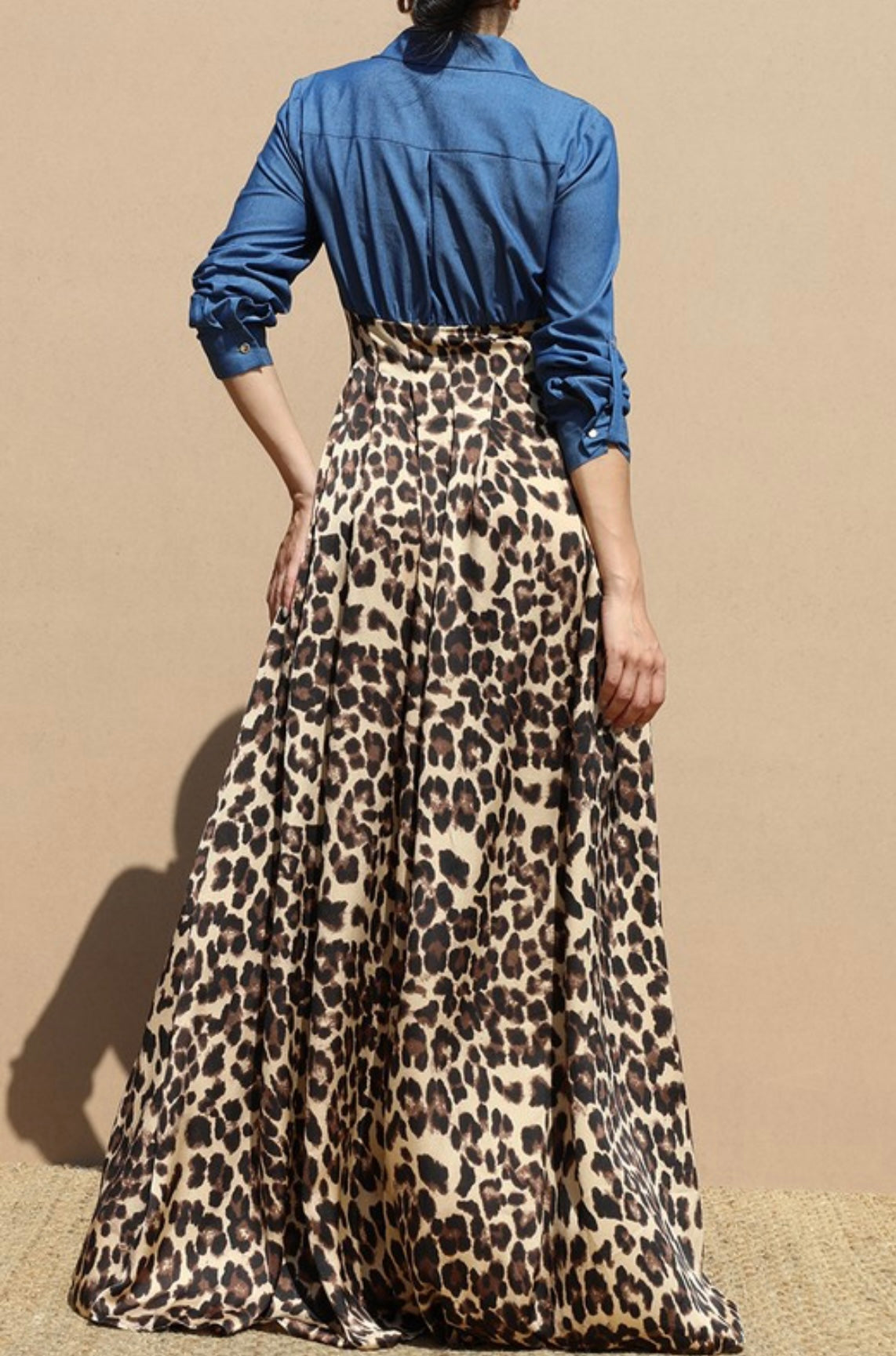 Leopard Satin Maxi Dress