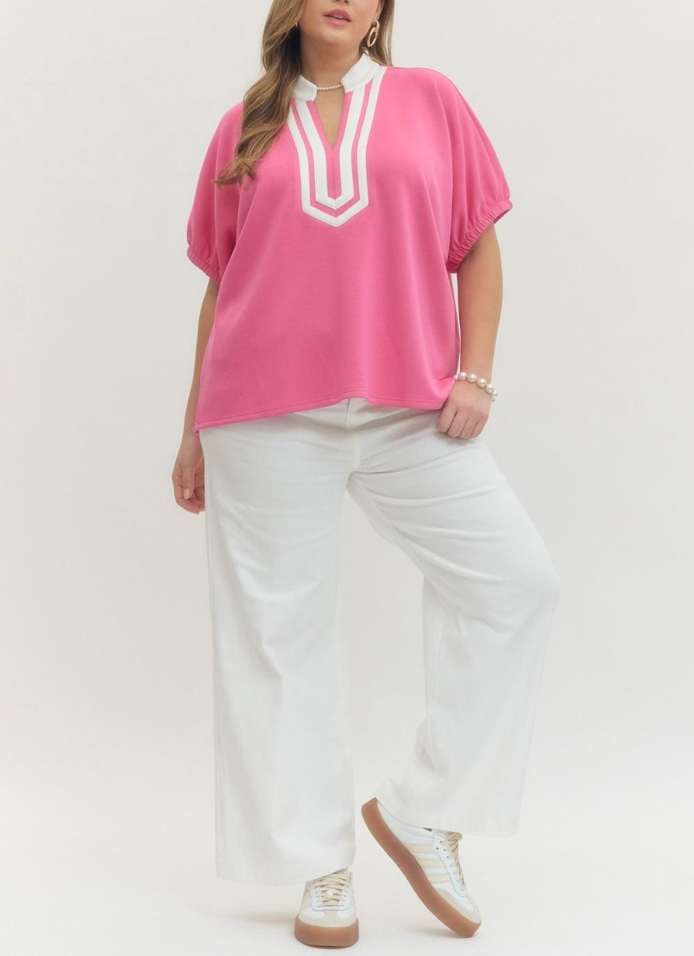 Pink V Neck Top
