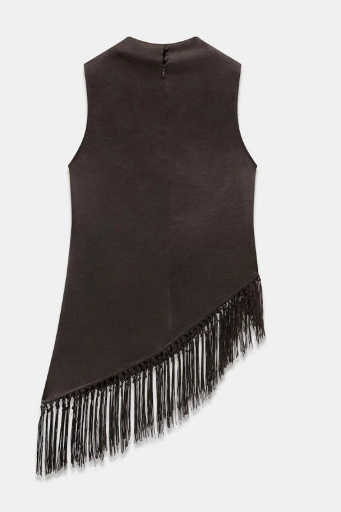 Satin Fringed Tank Top