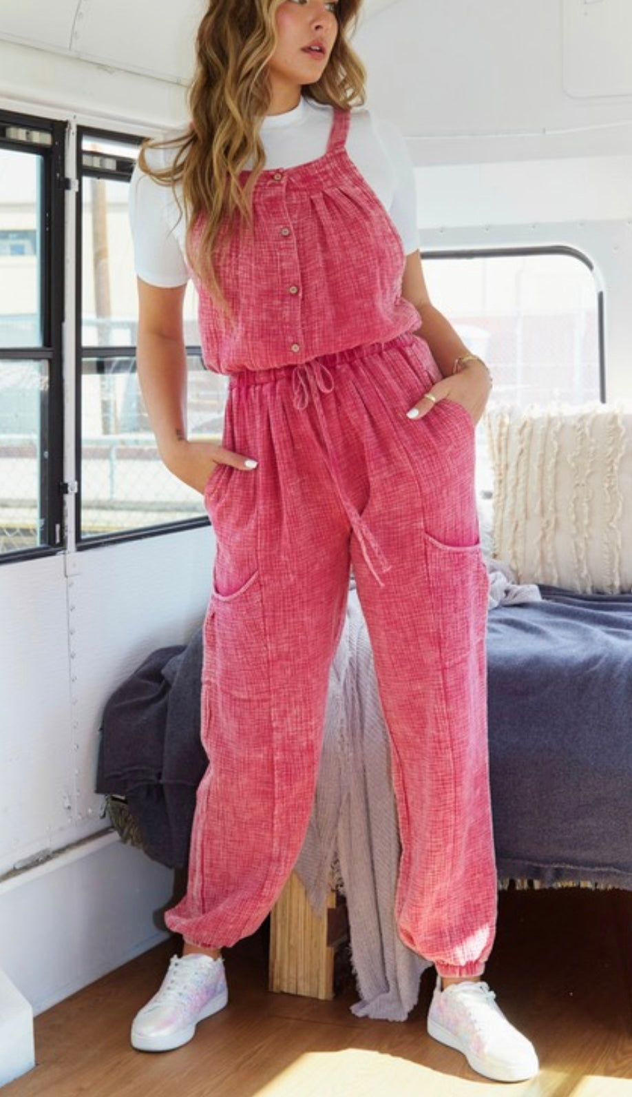 Fuchsia Tied Jumpsuit