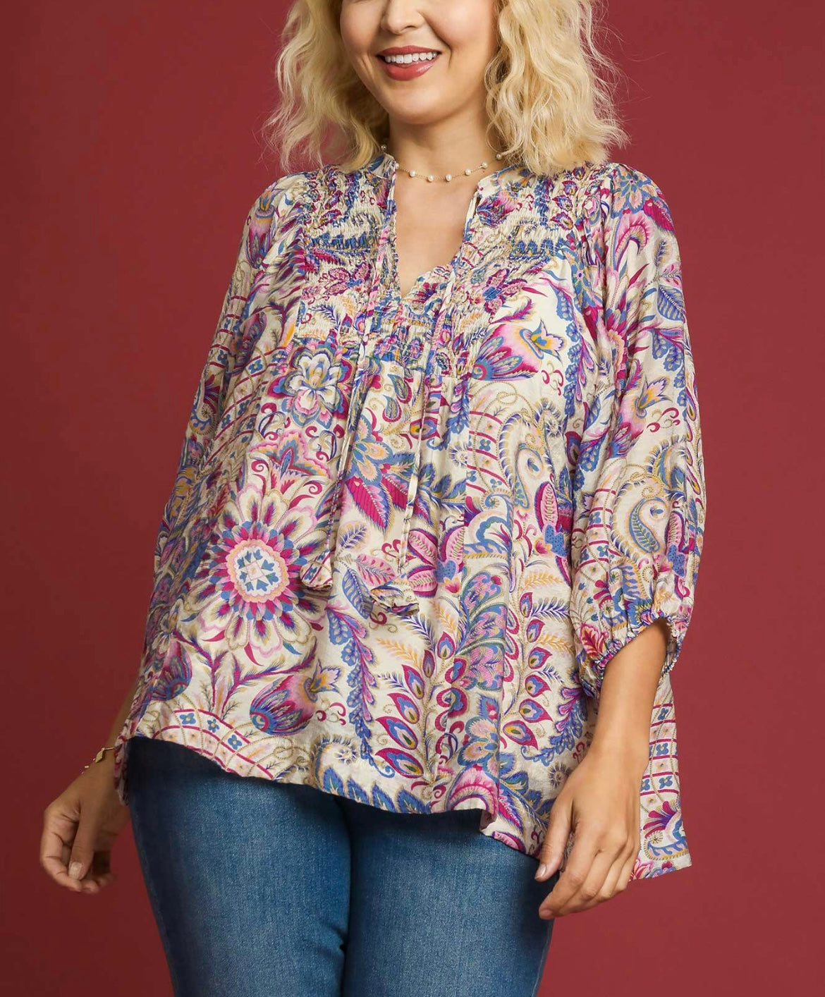 Paisley Blue Mix Top