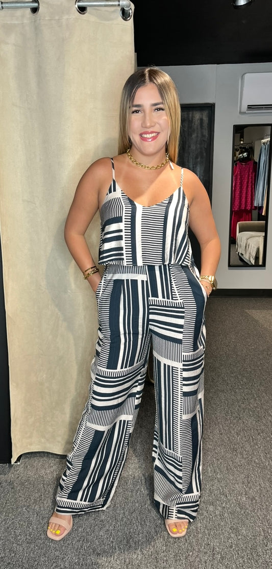 Taupe Navy Jumpsuit
