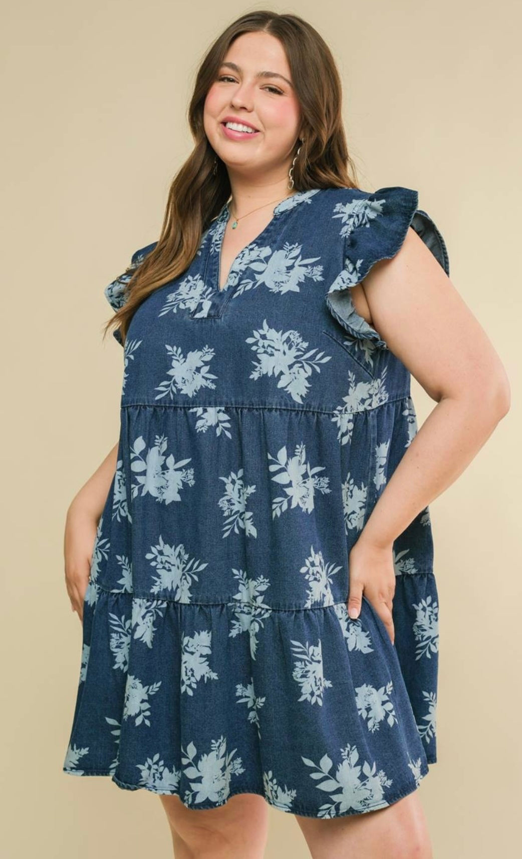 Printed Denim Dress