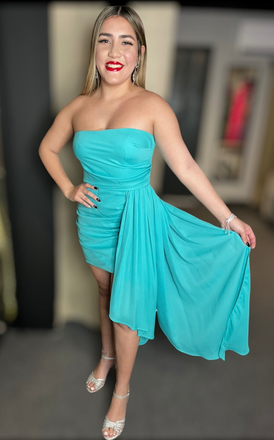 Turquoise Tail Mini Dress