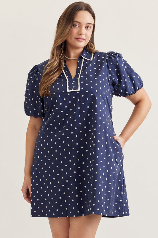 Navy Polka Dot Dress