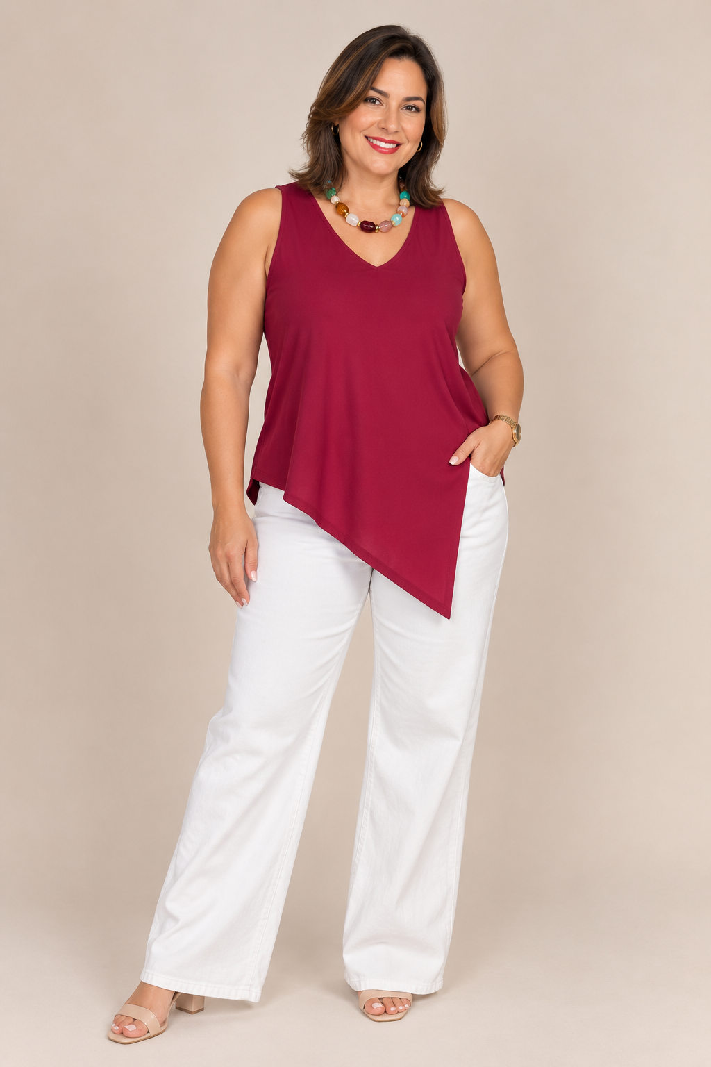 Burgundy Elegance Asymmetrical Top