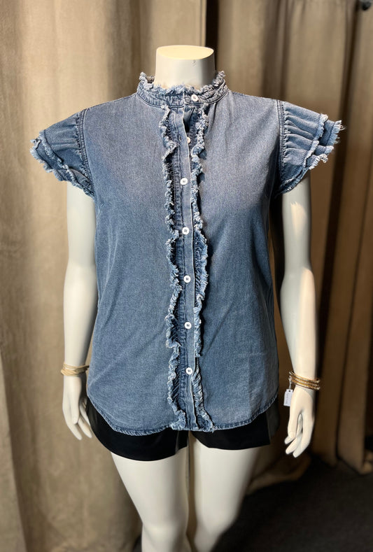 Frayed Denim Top