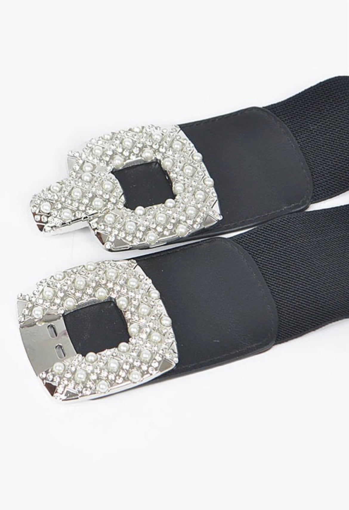 Pearl Buckle Plus Size Elastic Belt