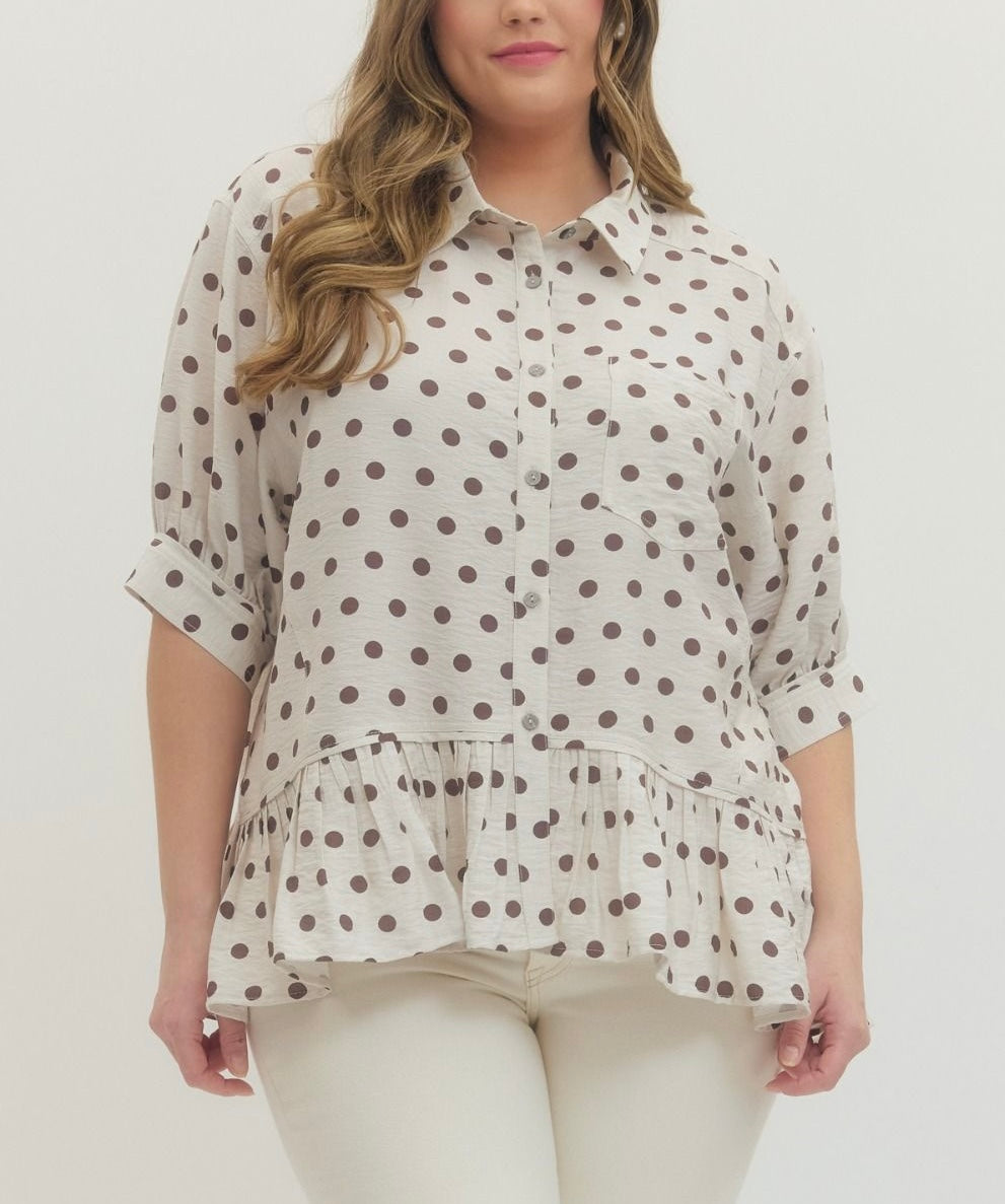 Cream Polka Dot Blouse