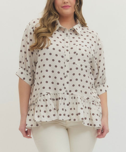 Cream Polka Dot Blouse