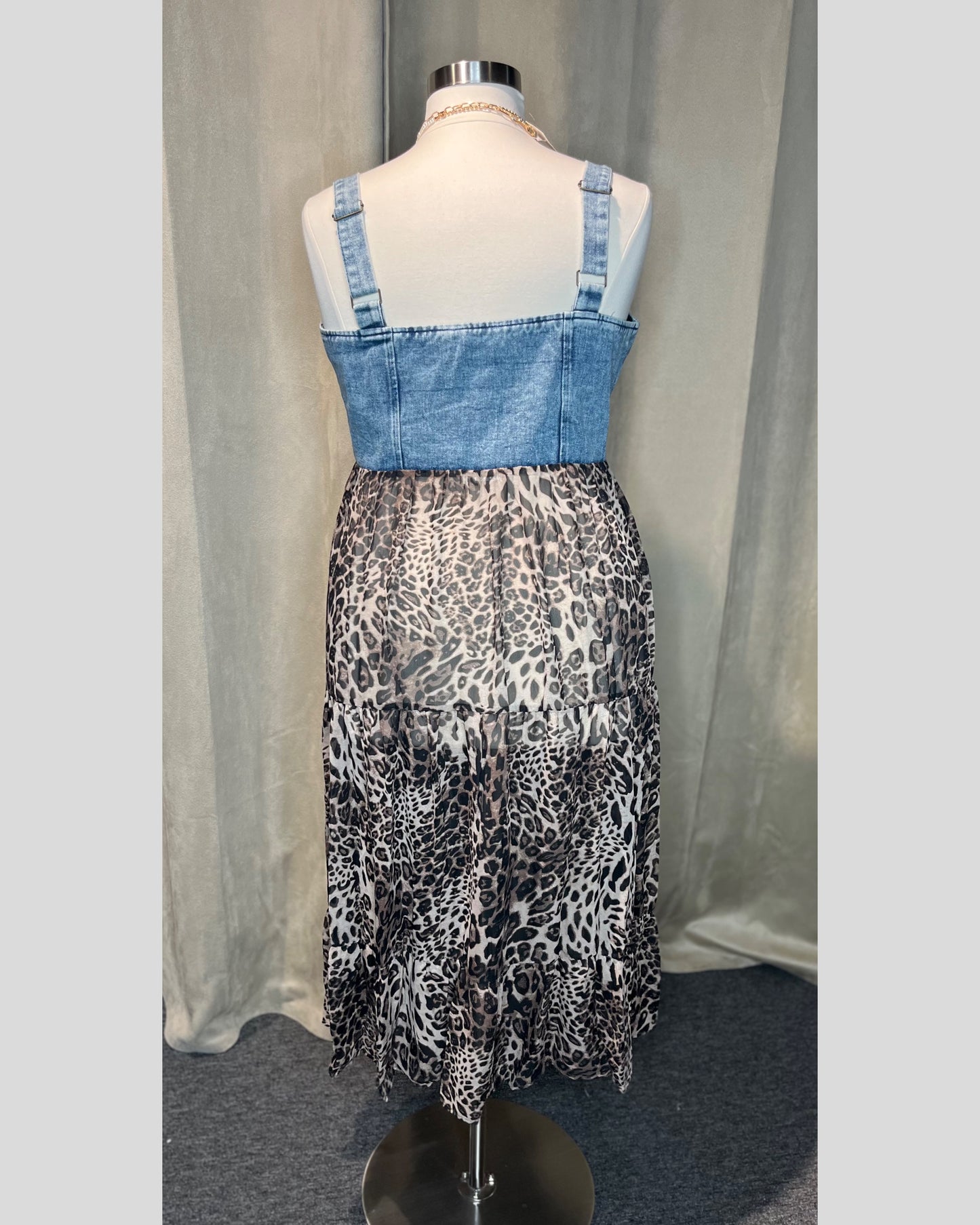 Denim Leopard Dress