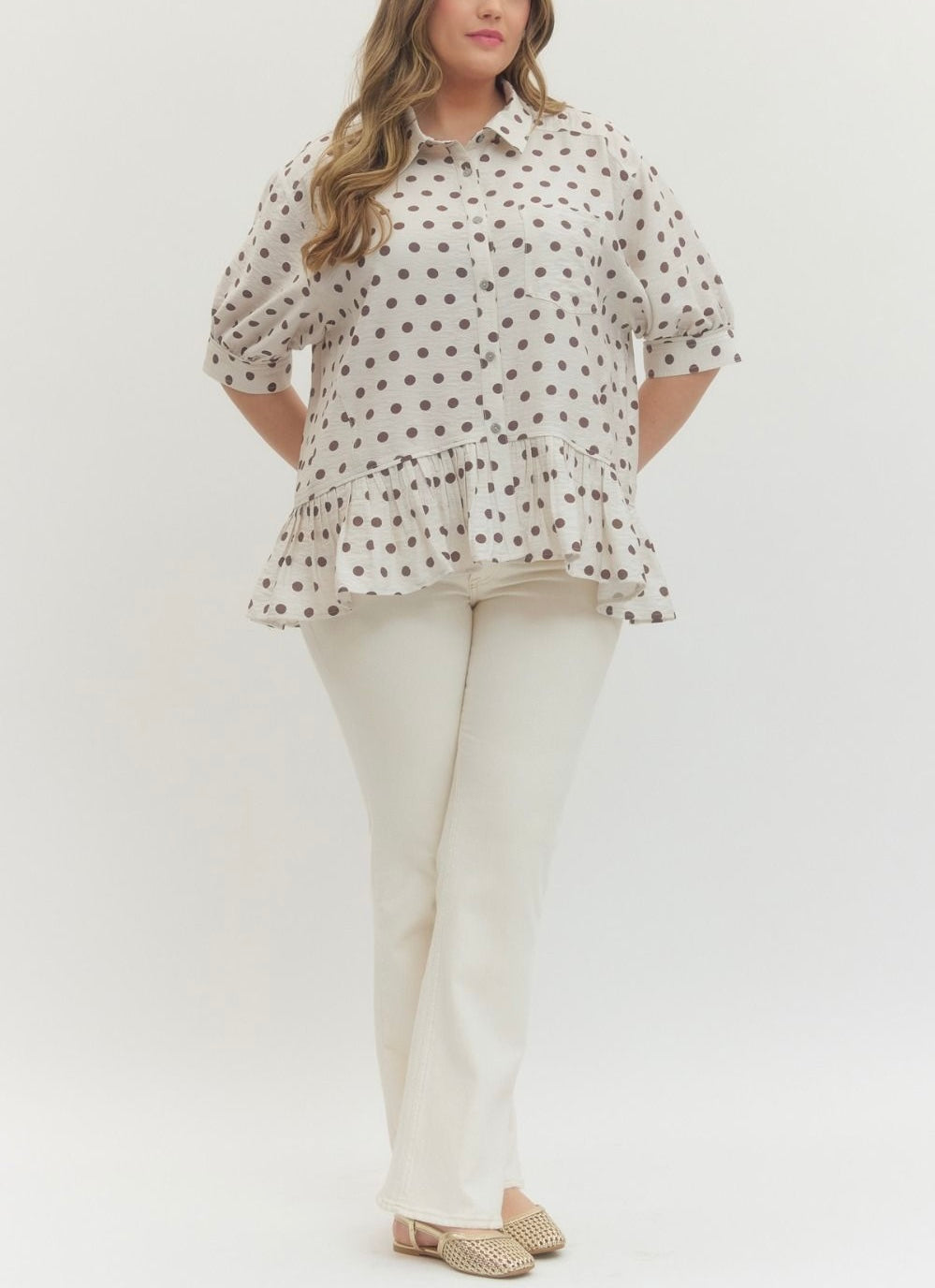 Cream Polka Dot Blouse