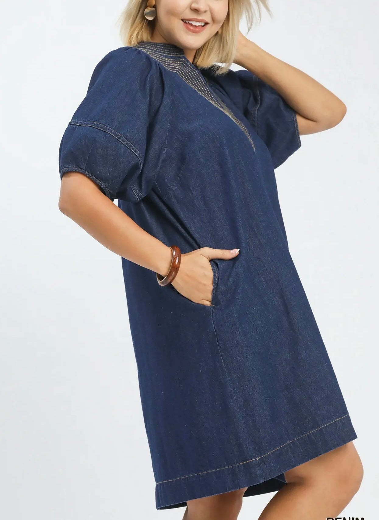 V Neck Denim Dress