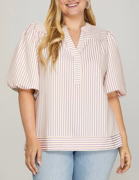 Lilac Striped Top