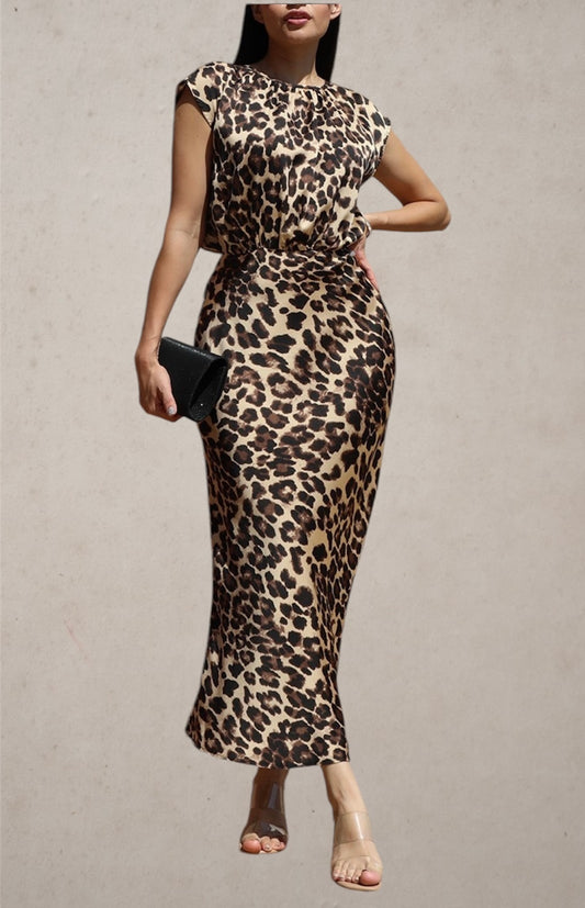 Leopard Satin Dress