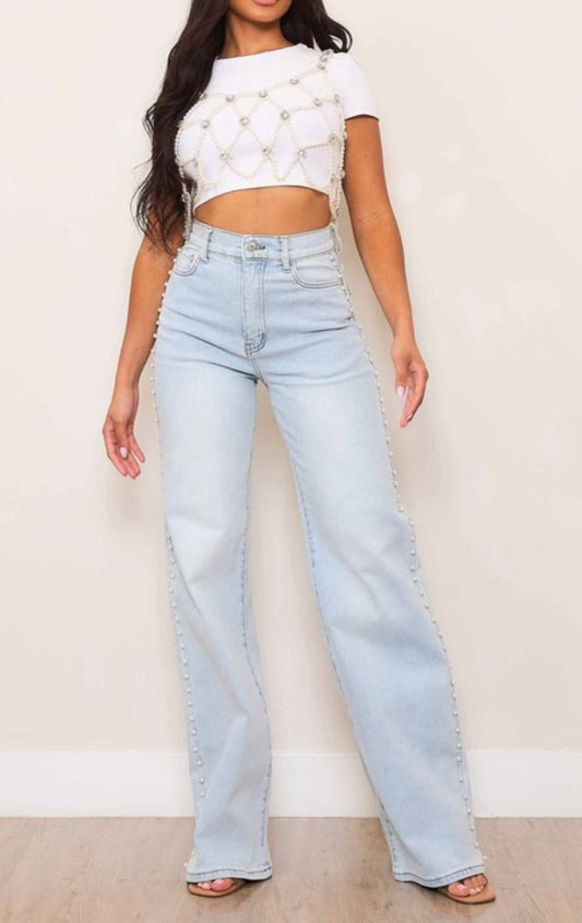 Vibrant Pearl Stud Jeans