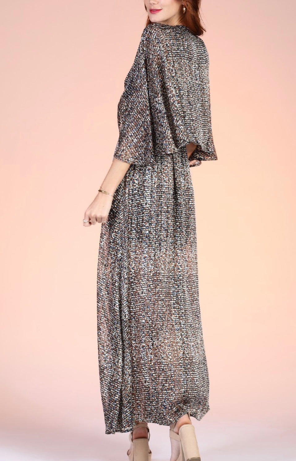 Ditsy Cape Maxi Dress