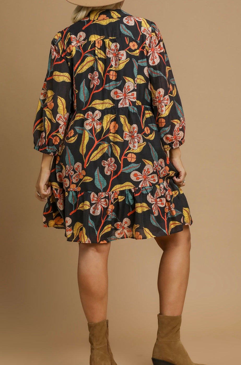 Black Mix Ruffle Dress