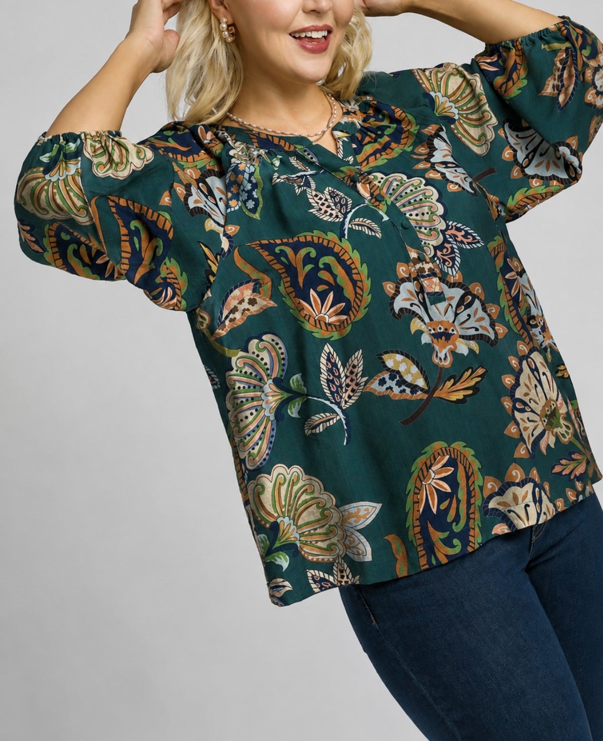 Boho Teal Blouse